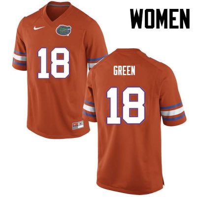 Women's Florida Gators #18 Daquon Green NCAA Nike Orange Authentic Stitched College Football Jersey PWL6762KX